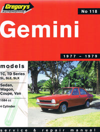 Holden Gemini (77 - 79) Gregory's Repair Manual