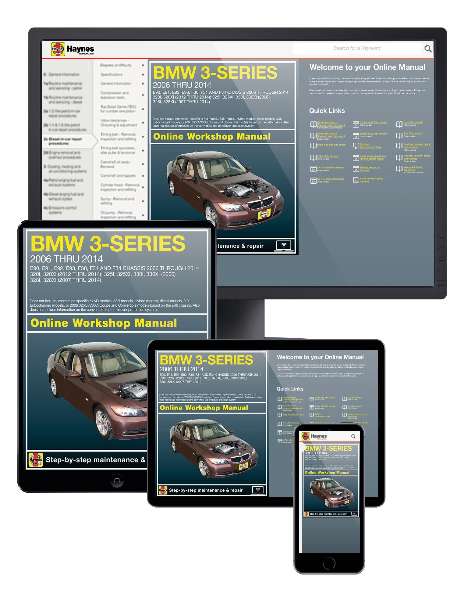 BMW 3-Series 320i & 320xi (2012-2014), 325i, 325xi, 330i & 330xi (2006) & 328i & 328xi (2007-2014) Haynes Repair Manual (USA)