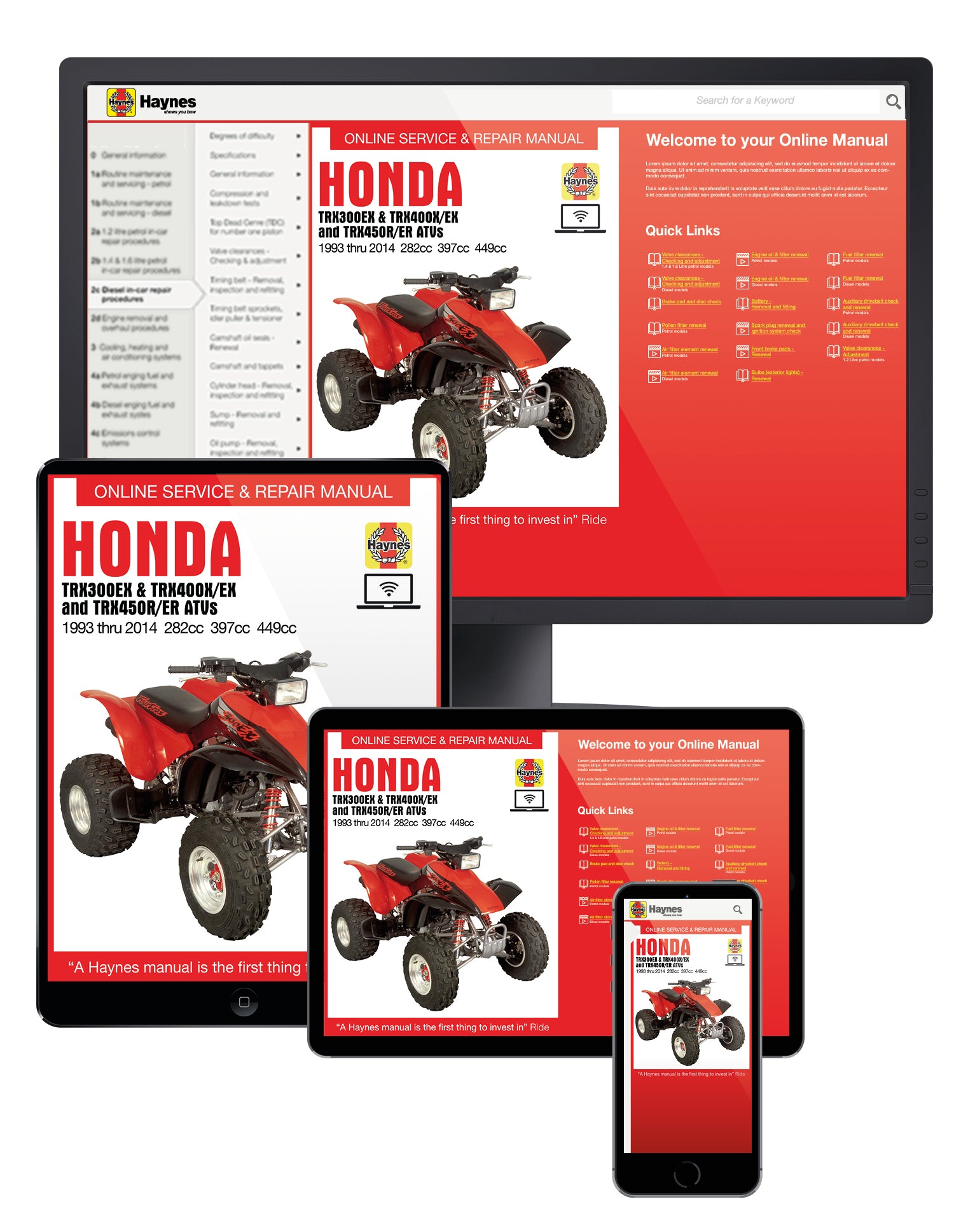 Honda TRX300EX, TRX400EX & TRX450R/ER ATVs (93 - 06) Haynes Repair Manual