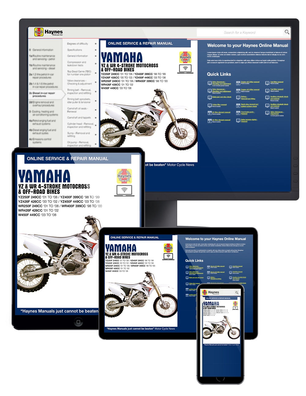 Yamaha YZ & WR 4-stroke Motocross Bikes (98 - 08) Haynes Repair Manual