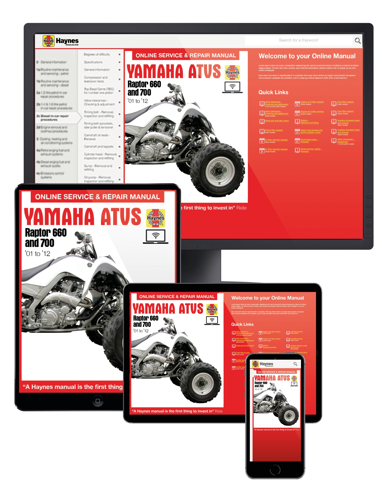 Yamaha Raptor 660 & 700 ATVs (01 - 12) Haynes Repair Manual
