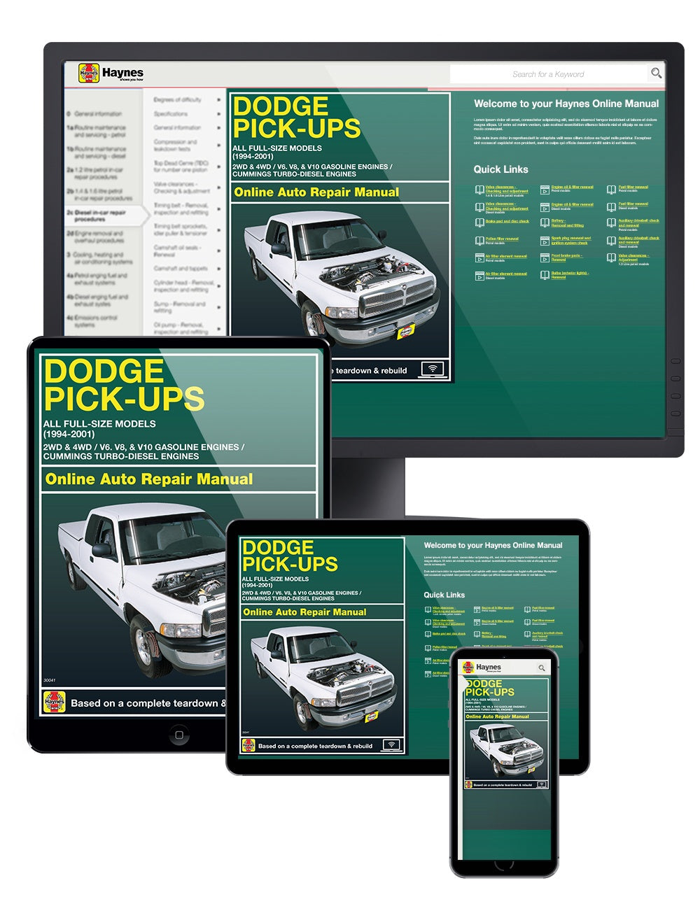 Dodge full-size pick-ups 1500 (1994-2001) & 2500/3500 (1994-2002) petrol & Cummins turbo-diesel Haynes Repair Manual (USA)