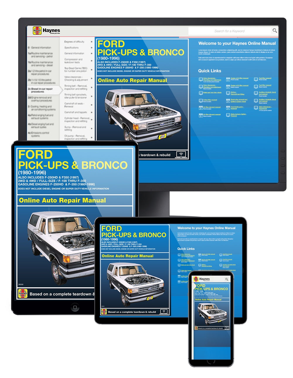 Ford pick-ups F-100-F-350 & Bronco (1980-1996) & F-250HD & F-350 (1997) Haynes Repair Manual (USA)