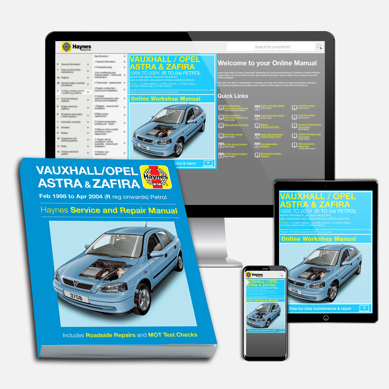 Vauxhall/Opel Astra and Zafira Petrol (Feb 98 - Apr 04) R to 04 Haynes Online Manual