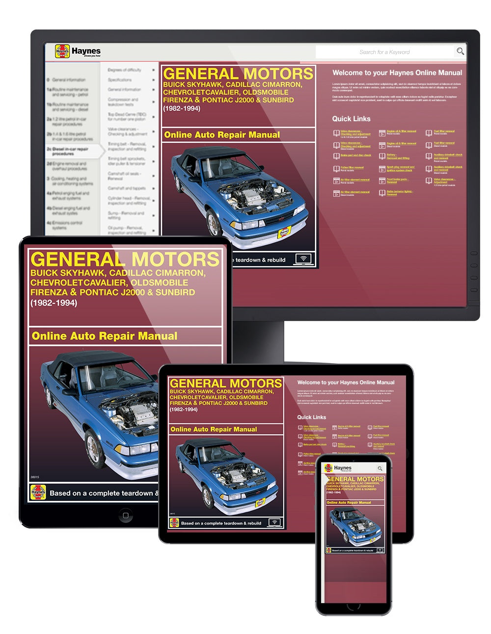 General Motors FWD models Buick Skyhawk, Cadillac Cimarron, Chevrolet Cavalier, Oldsmobile Firenza, Pontiac J2000 & Sunbird (1982-1994) Haynes Repair Manual (USA)