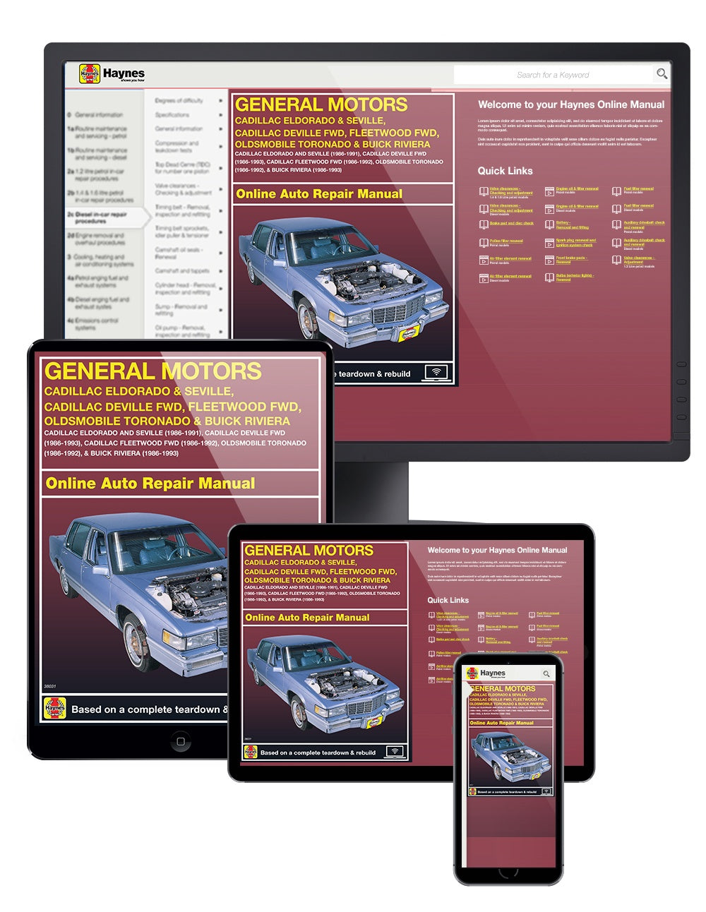 General Motors covering Cadillac Eldorado & Seville (86-91), Cadillac Deville FWD (86-93), Cadillac Fleetwood FWD (86-92), Oldsmobile Toronado (86-92), & Buick Riviera (86-93) Haynes Repair Manual (USA)