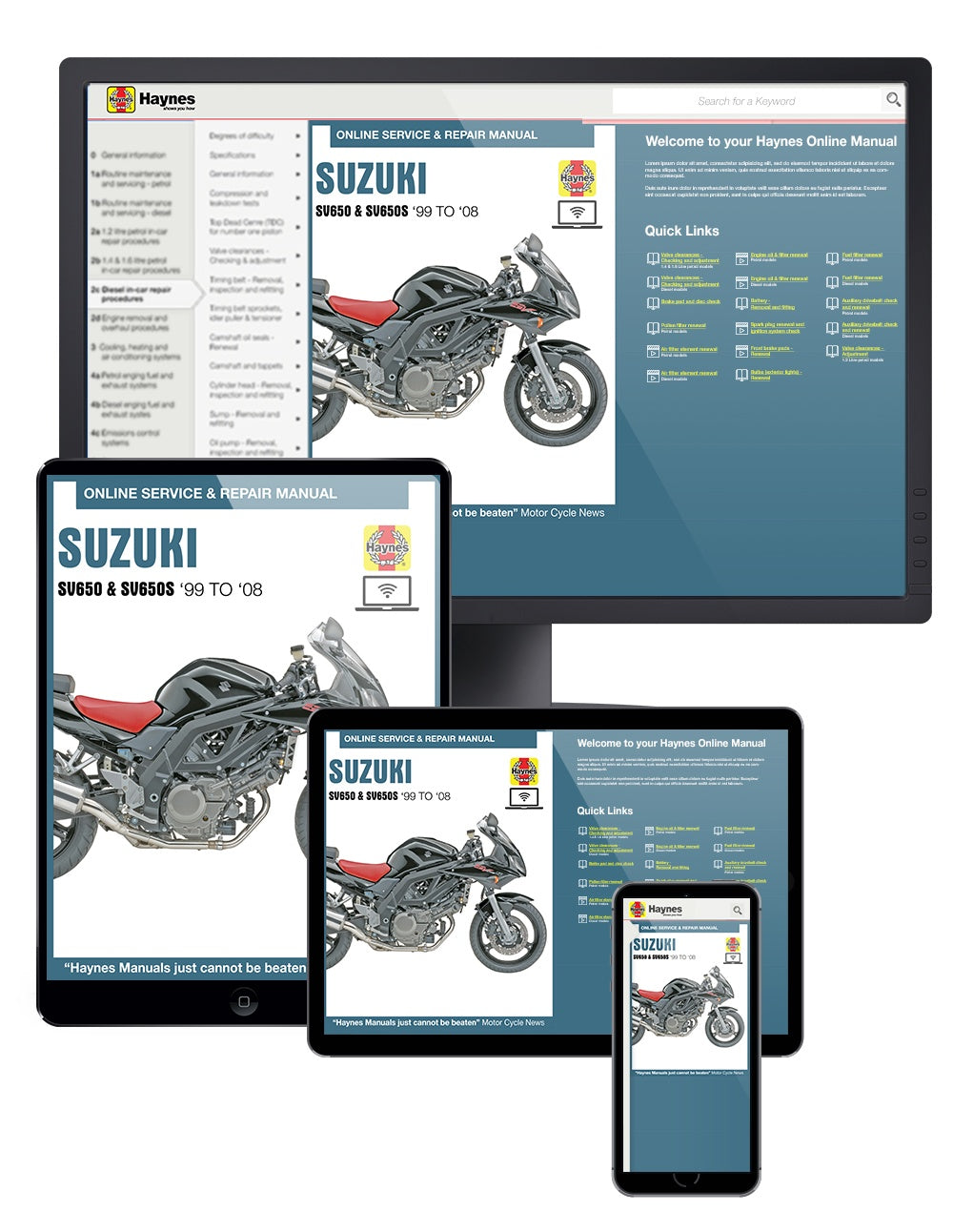 SUZUKI SV650A/XA サービスマニュアルとパーツカタログのセット Suzuki SV650, SV650S, SV650SA & SV650A (99-08) Haynes Repair