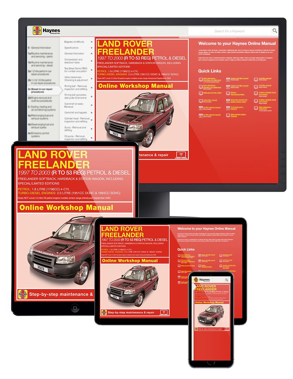 Land Rover Freelander Petrol & Diesel (1997 - Sept 03) R to 53 Haynes Online Manual