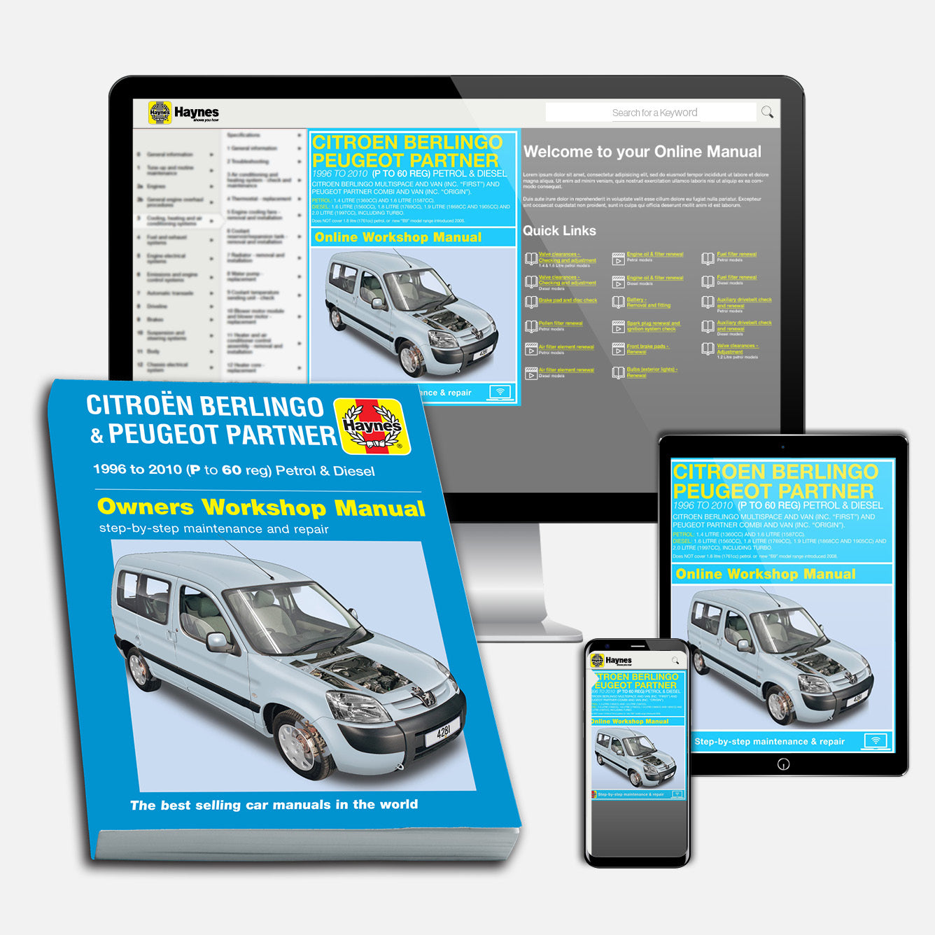 Citroen Berlingo & Peugeot Partner Petrol & Diesel (1996-2010) Haynes Repair Manual Bundle