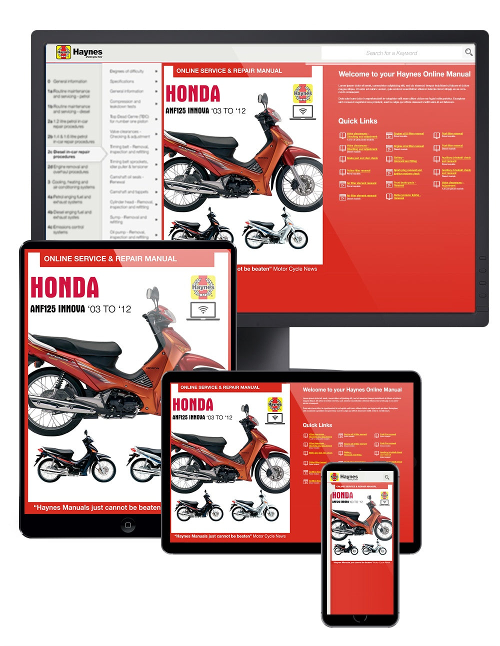 Honda ANF125 Innova Scooter (03 - 12) Haynes Repair Manual