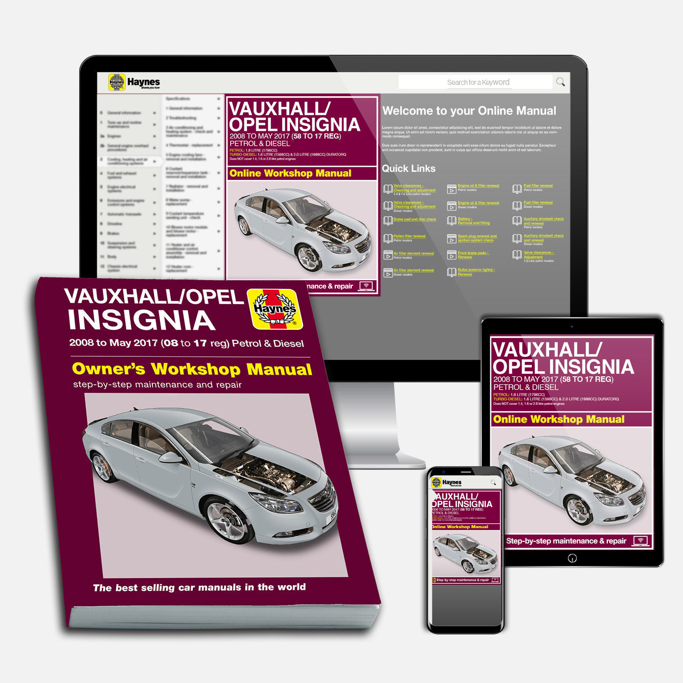 Vauxhall/Opel Insignia Petrol & Diesel (2008-2017) Haynes Repair Manual Bundle