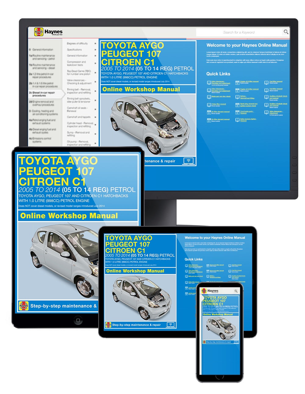Toyota Aygo, Peugeot 107 & Citroen C1 petrol (05-14) Haynes Repair Manual