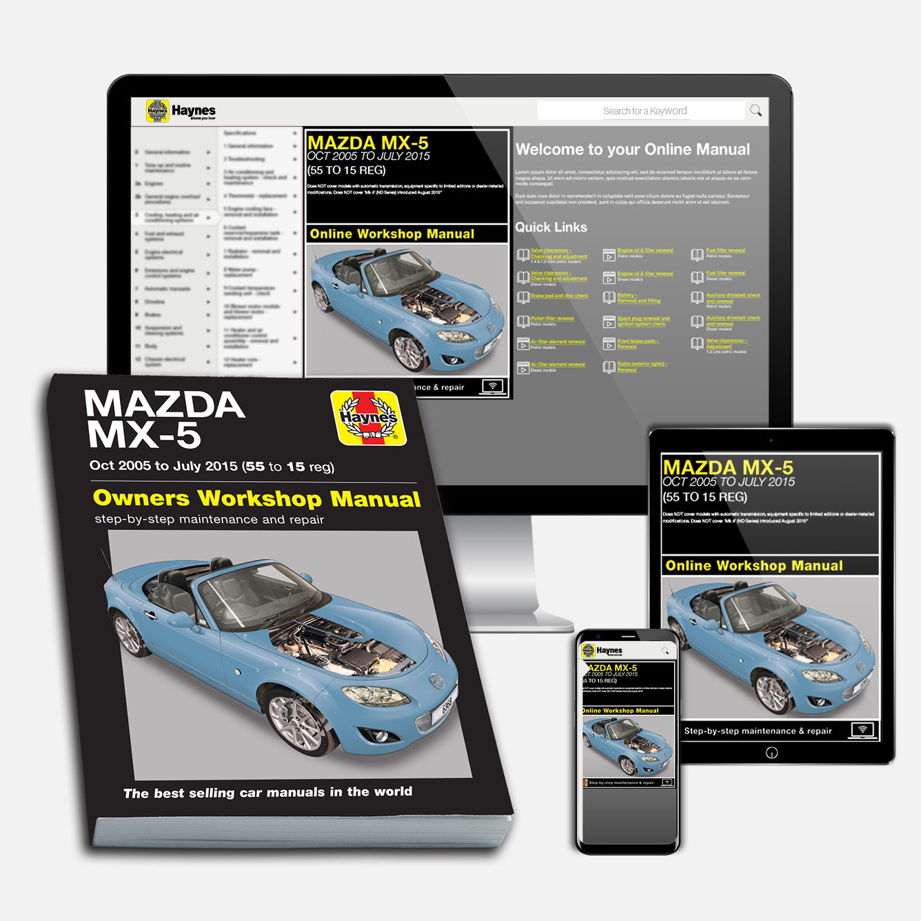 Mazda MX-5 (Oct 2005-July 2015) 55 to 15 Haynes Repair Manual Bundle