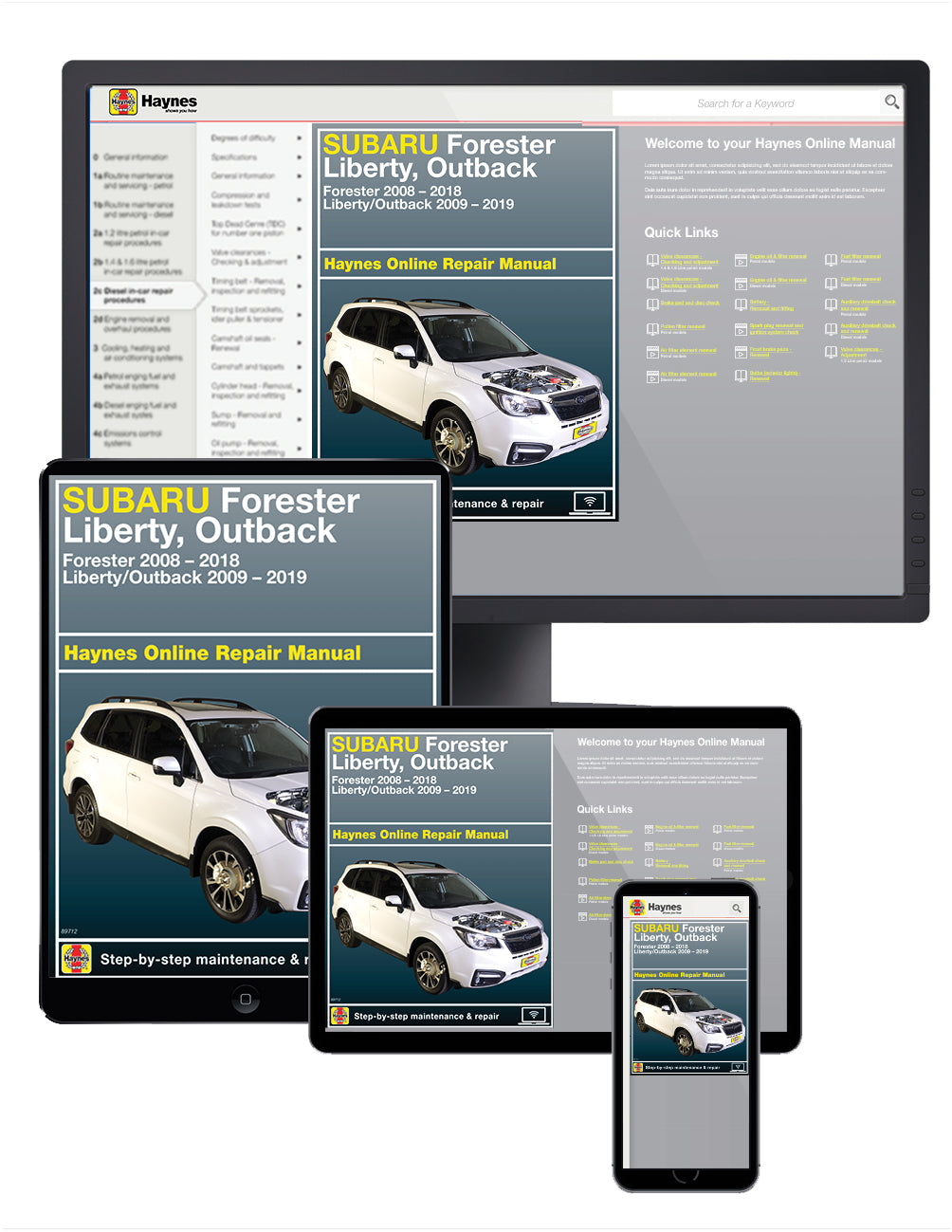Subaru Forester 2008-2018, Liberty/Outback 2009-2019 Haynes Repair Manual