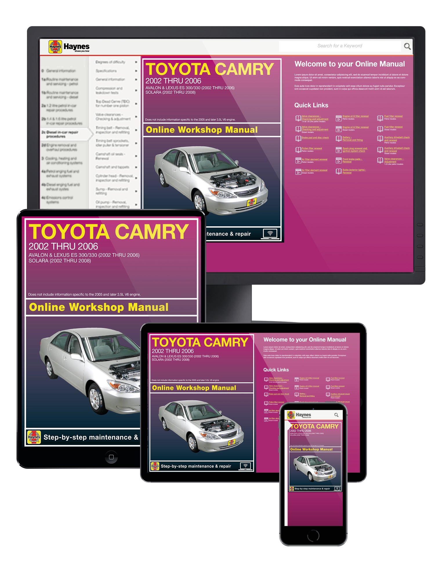 Toyota Camry, Avalon & Lexus ES 300/330 (02-06) & Toyota Solara (02-08) Haynes Online Manual