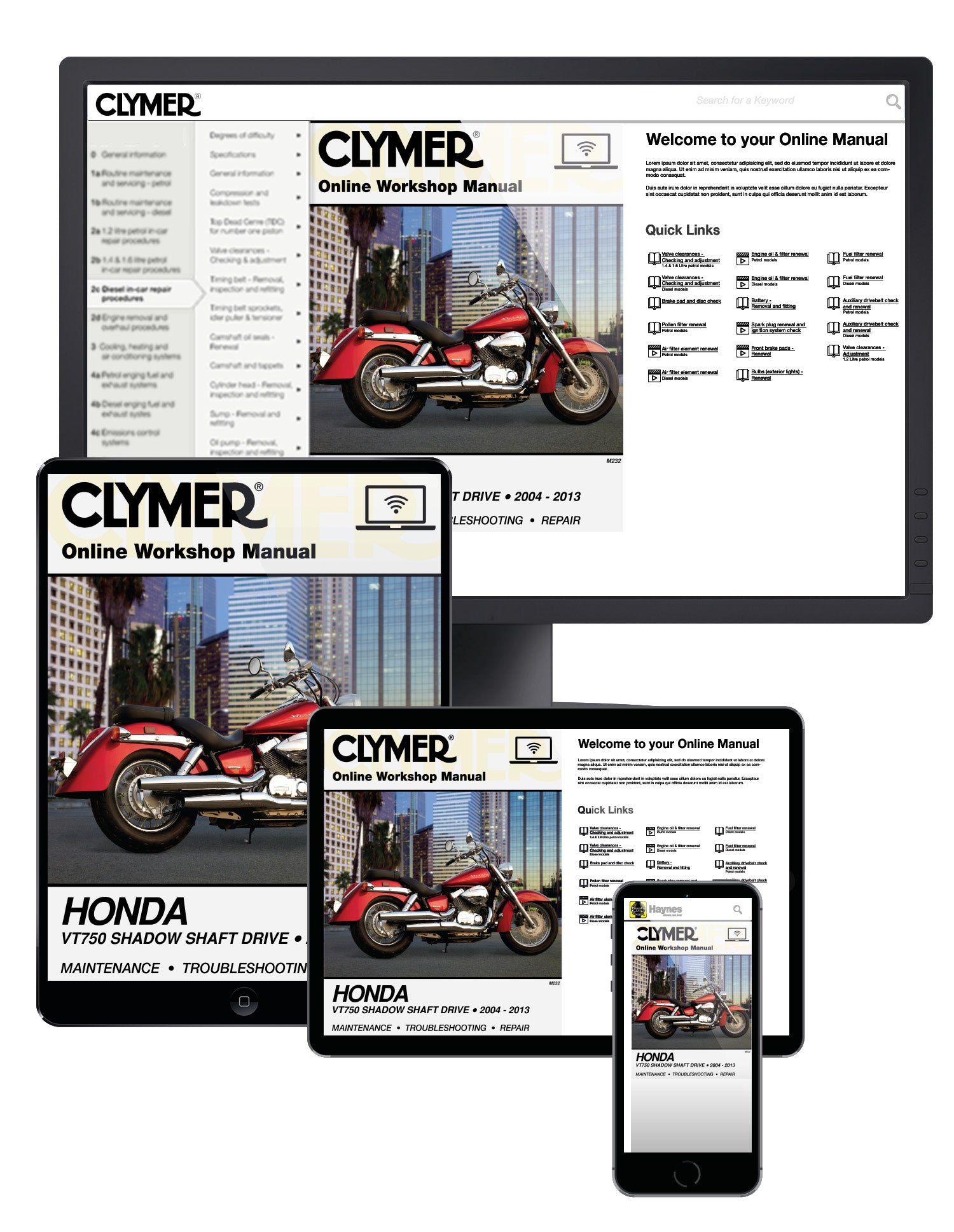 Honda VT750 Shadow Shaft Drive Motorcycle (2004-2013) Service Repair Manual