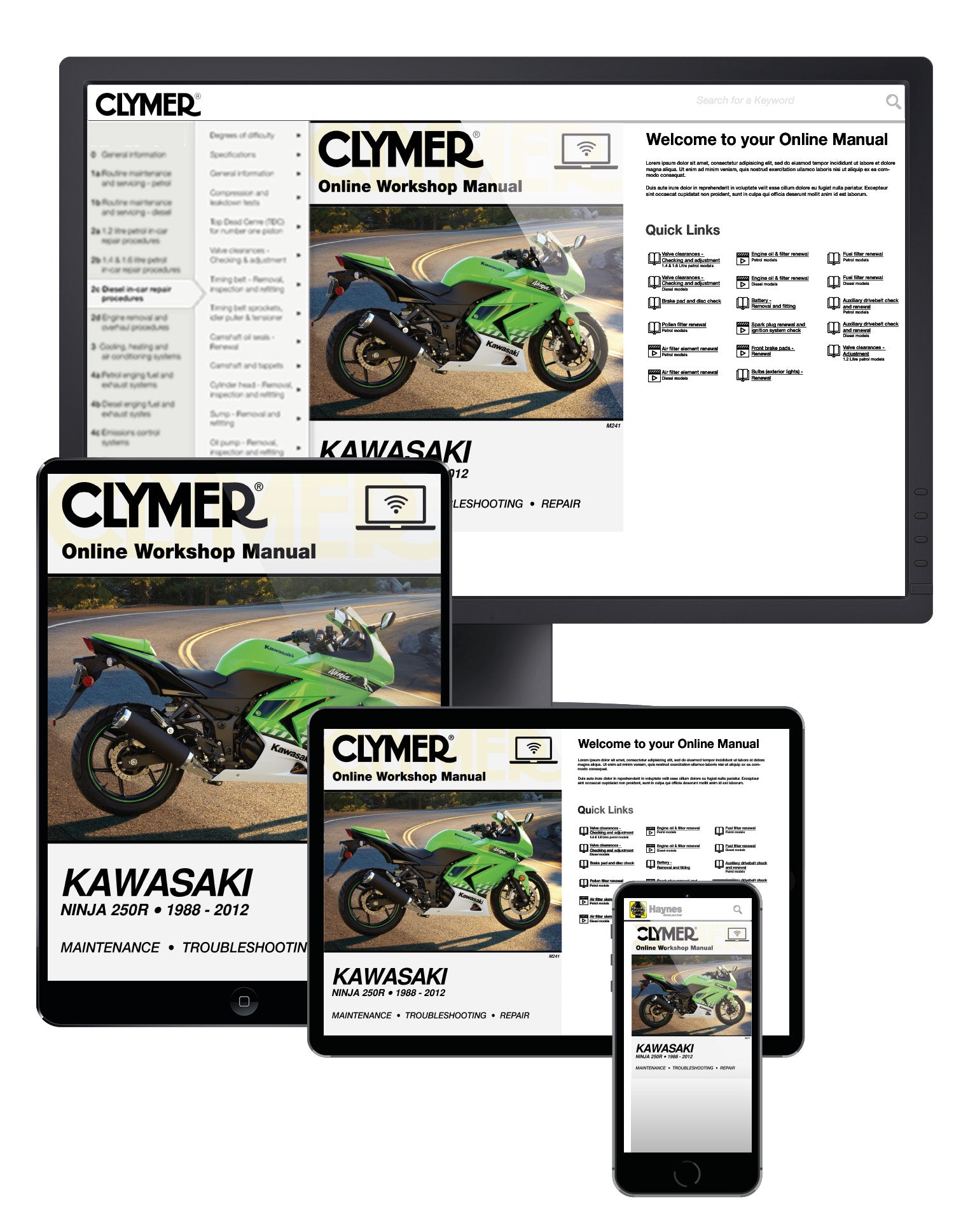 Kawasaki Ninja 250 Motorcycle (1988-2012) Service Repair Manual