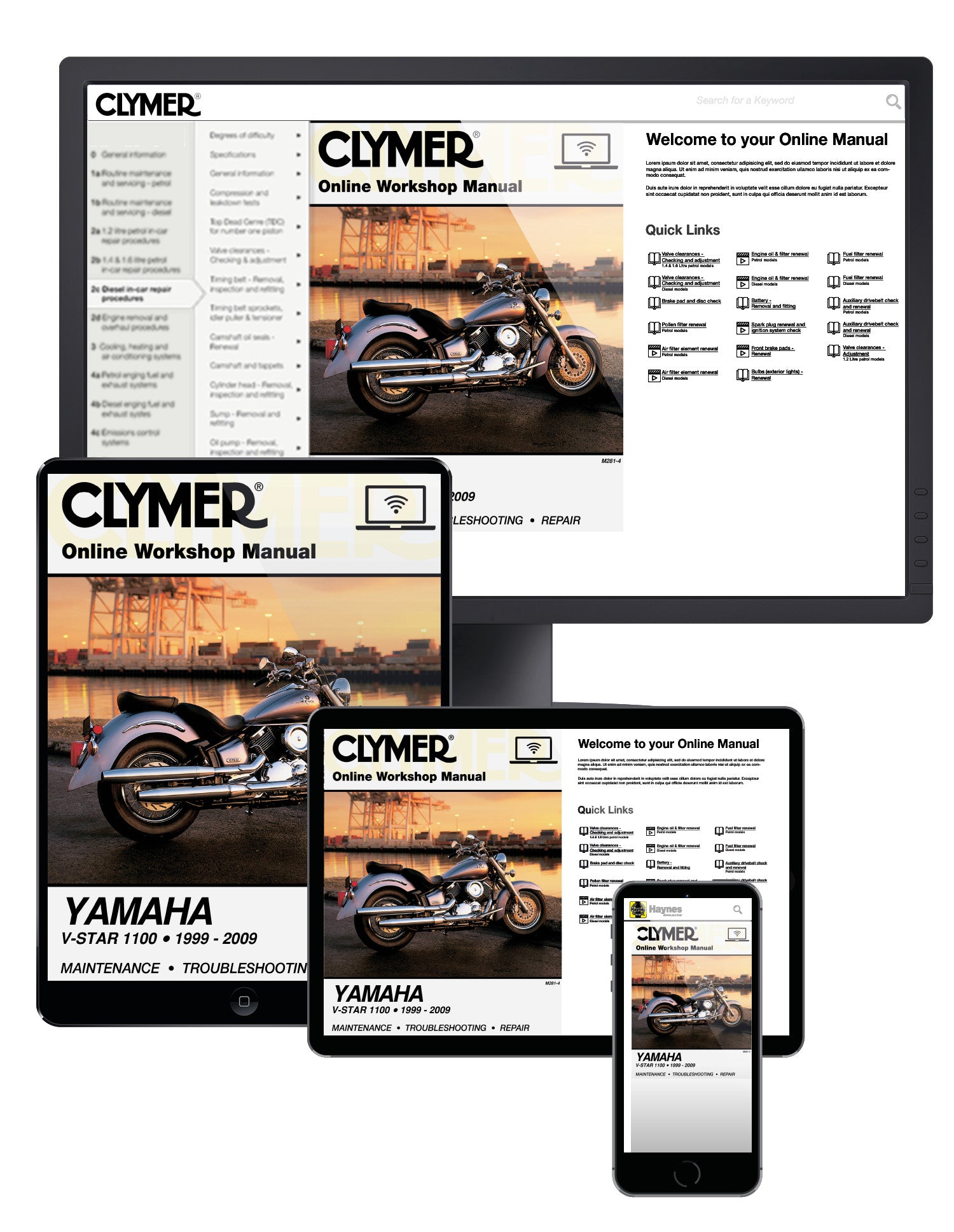 Yamaha V-Star 1100 Series Motorcycle (1999-2009) Service Repair Manual