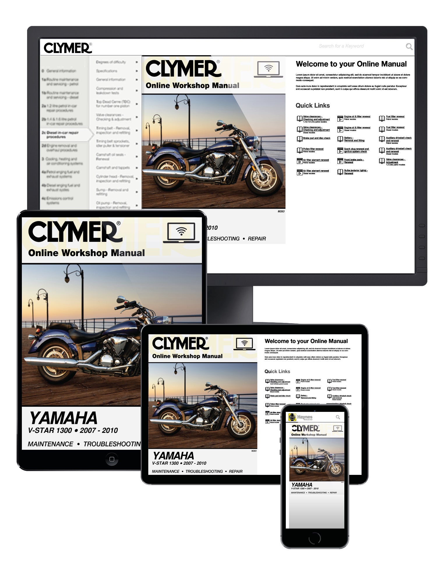 Yamaha V-Star 1300 Series Motorcycle (2007-2010) Service Repair Manual