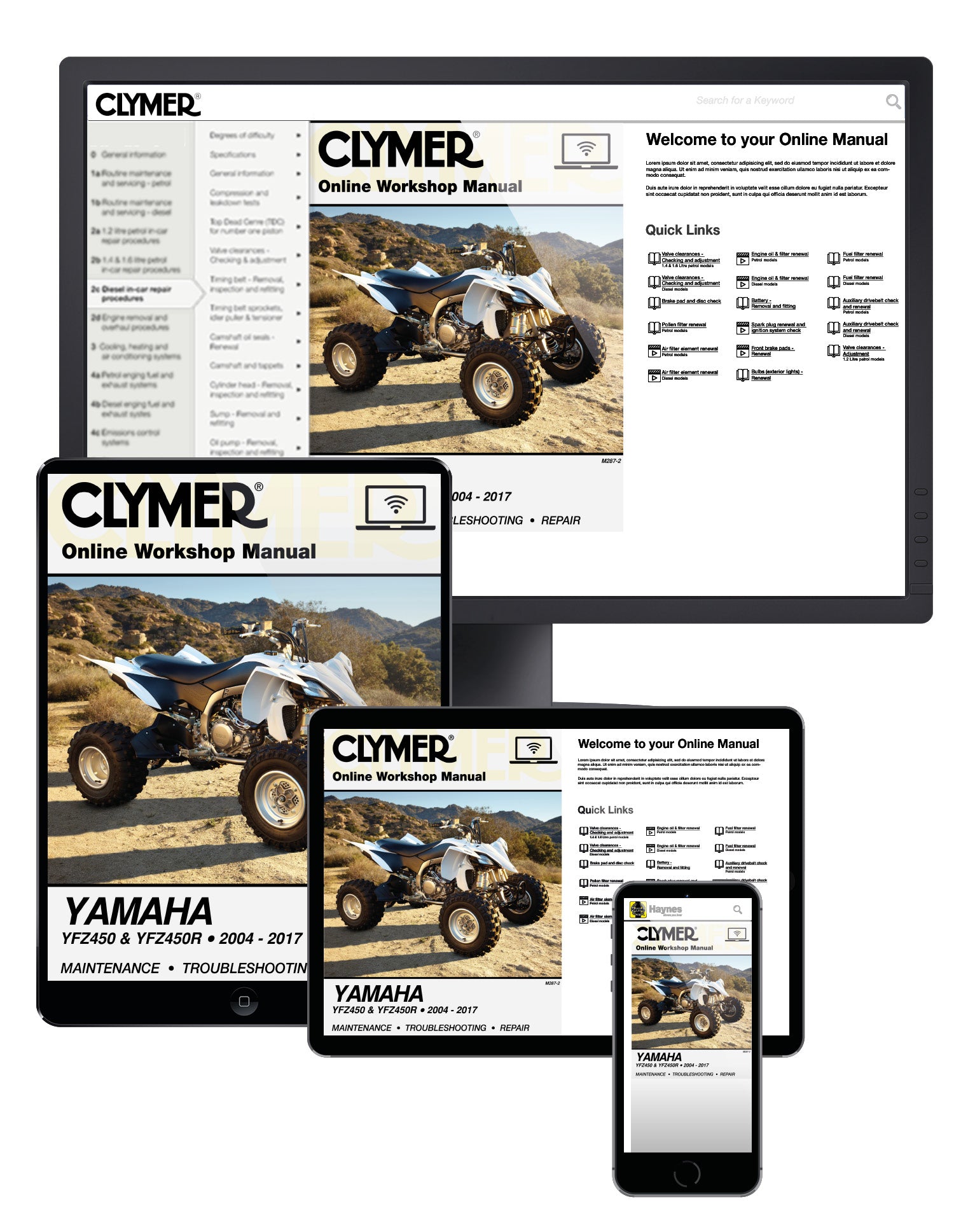 Yamaha YFZ450 & YFZ450R ATVs (2004-2017) Service Repair Manual