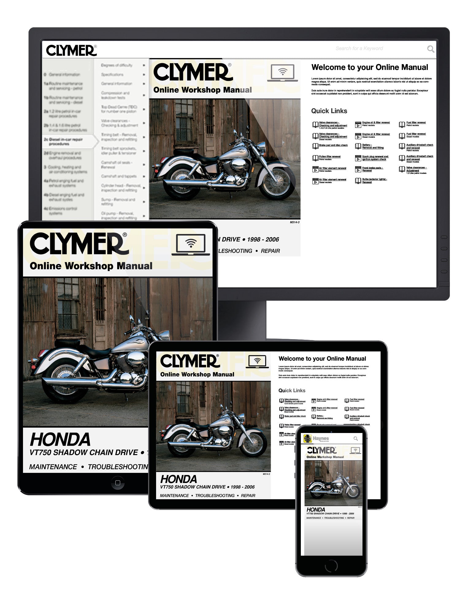 Honda VT750 Shadow Chain Drive Motorcycle (1998-2006) Service Repair Manual