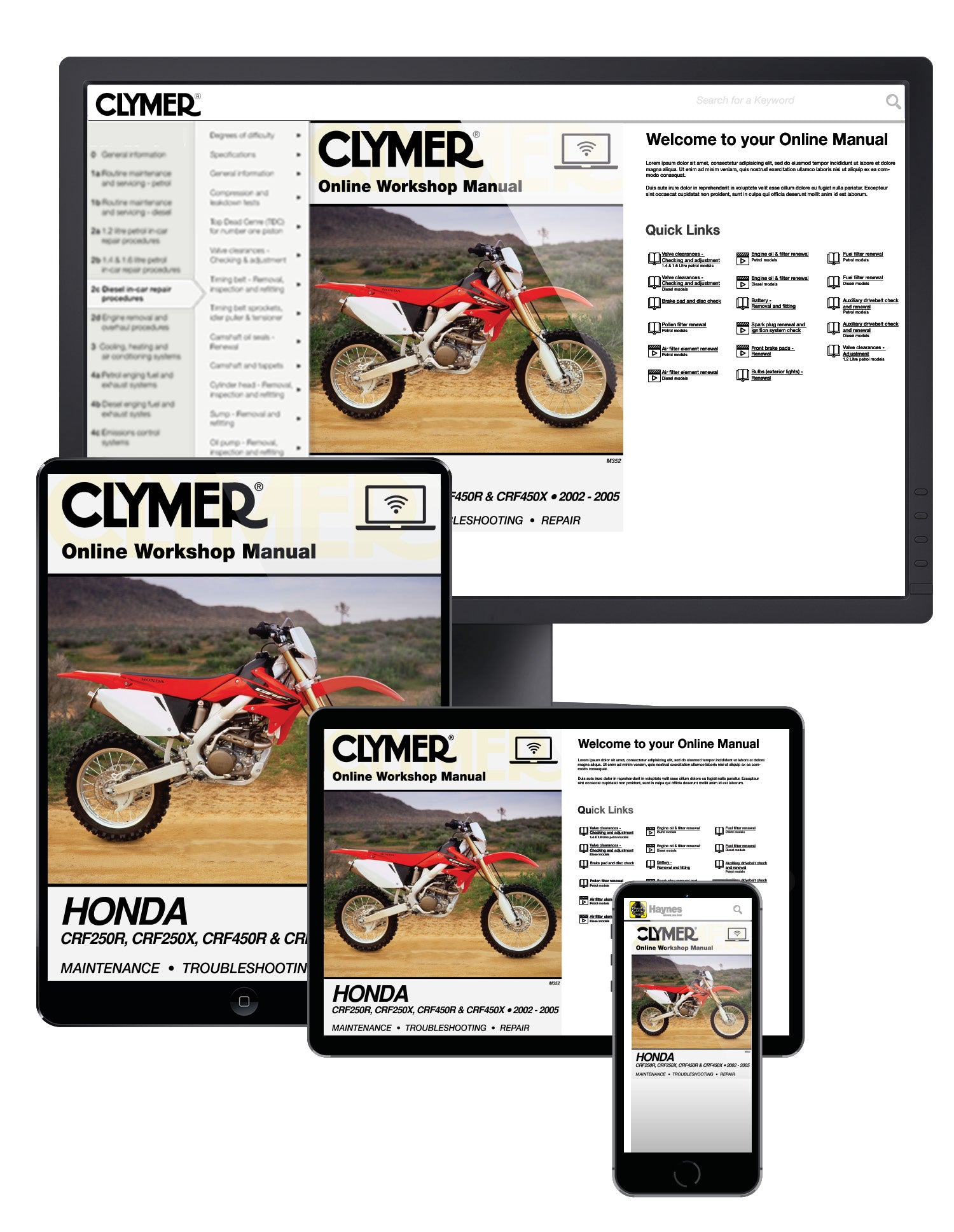 Honda CRF250 & CRF450 Series Motorcycle (2002-2005) Service Repair Manual