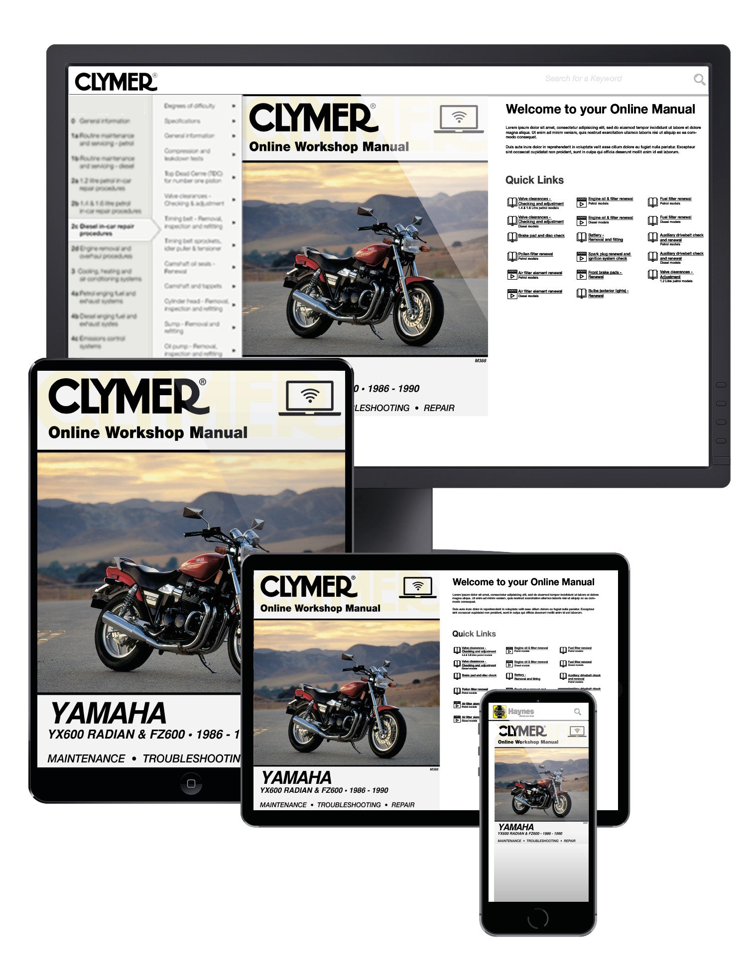 Yamaha YX600 Radian & FZ600 Motorcycle (1986-1990) Service Repair Manual Online Manual