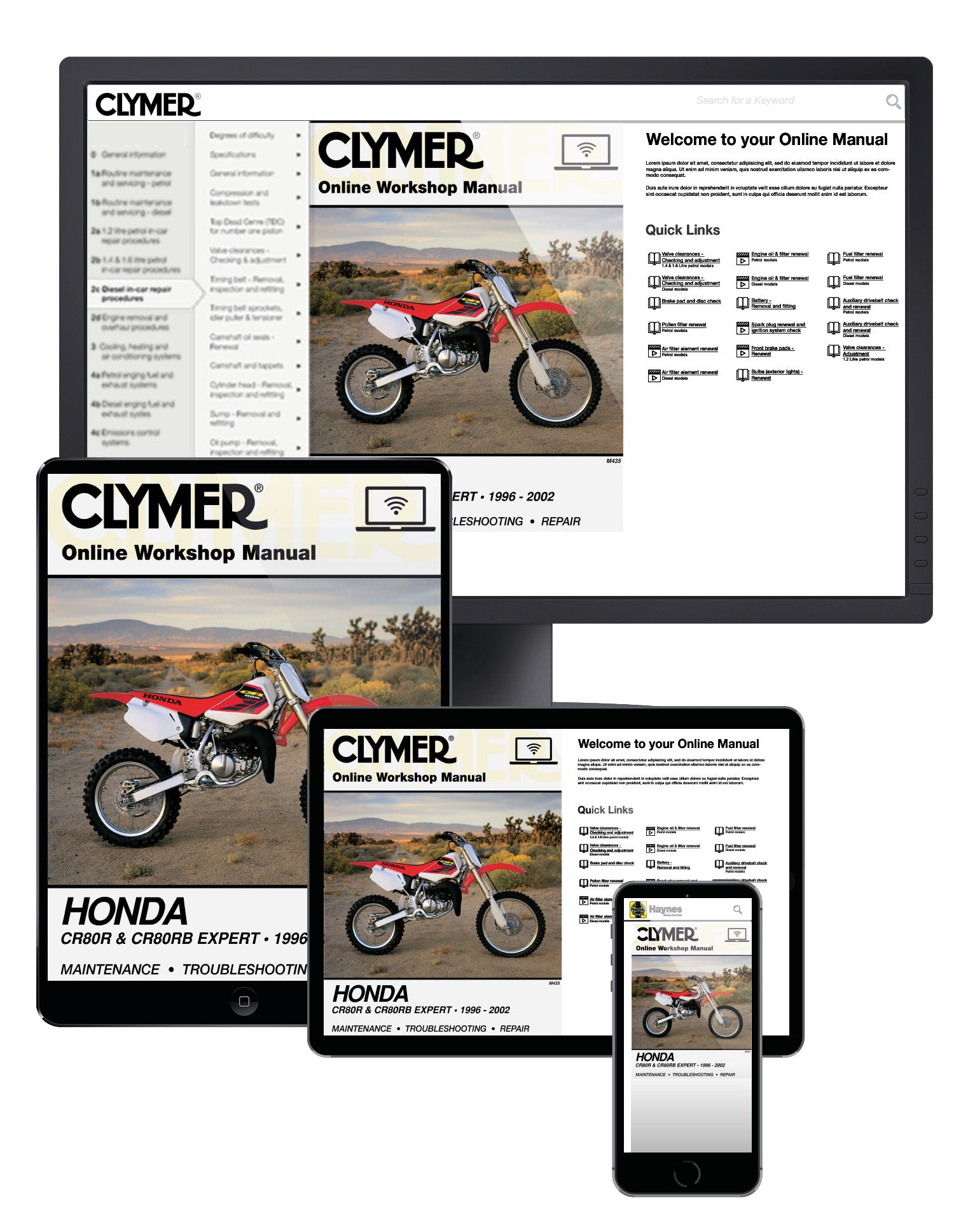 Honda CR80R & CR80RB Expert Motorcycle (1992-1996) Service Repair Manual