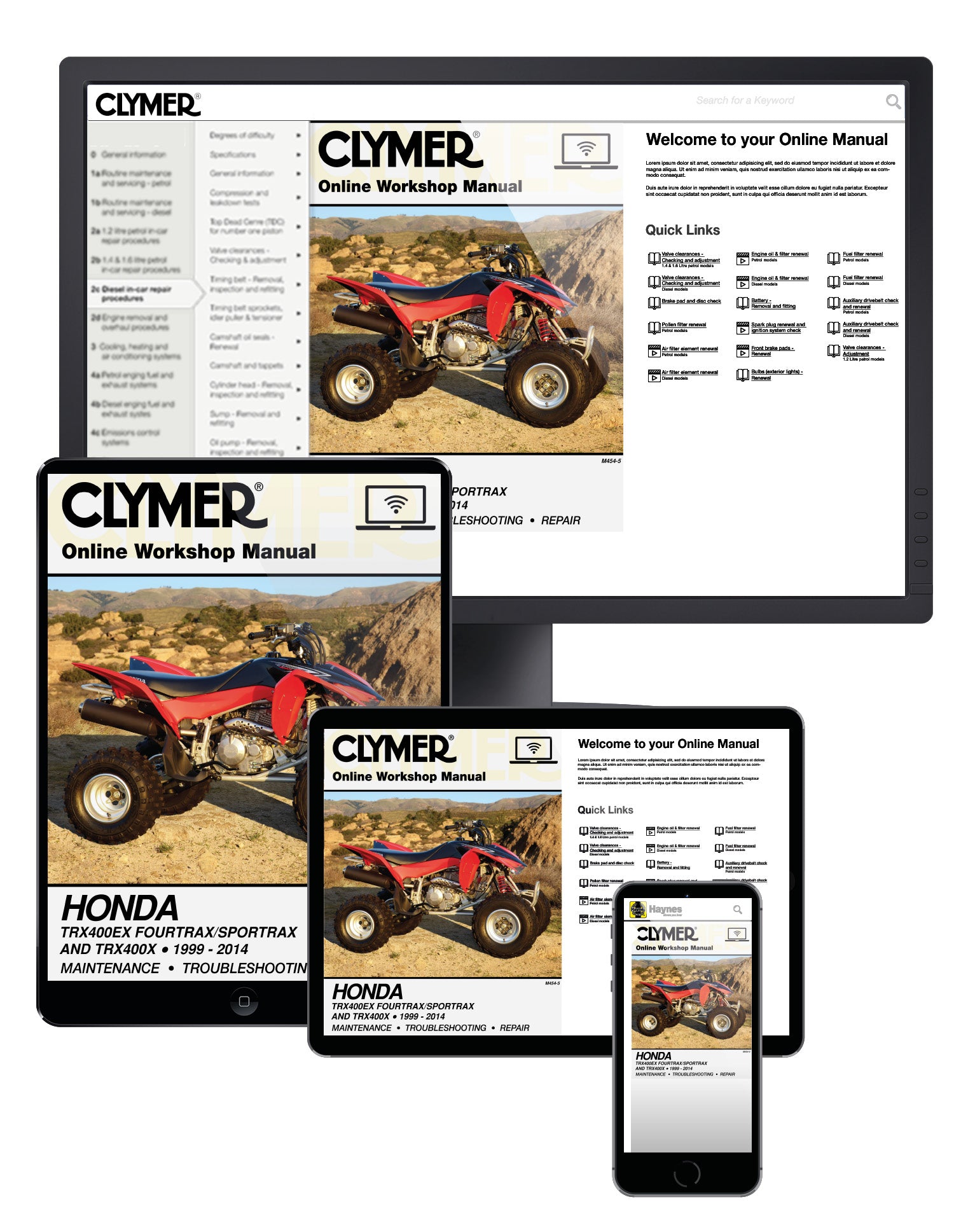 Honda TRX400EX FourTrax/SportTrax & TRX400X (1999-2014) Service Repair Manual