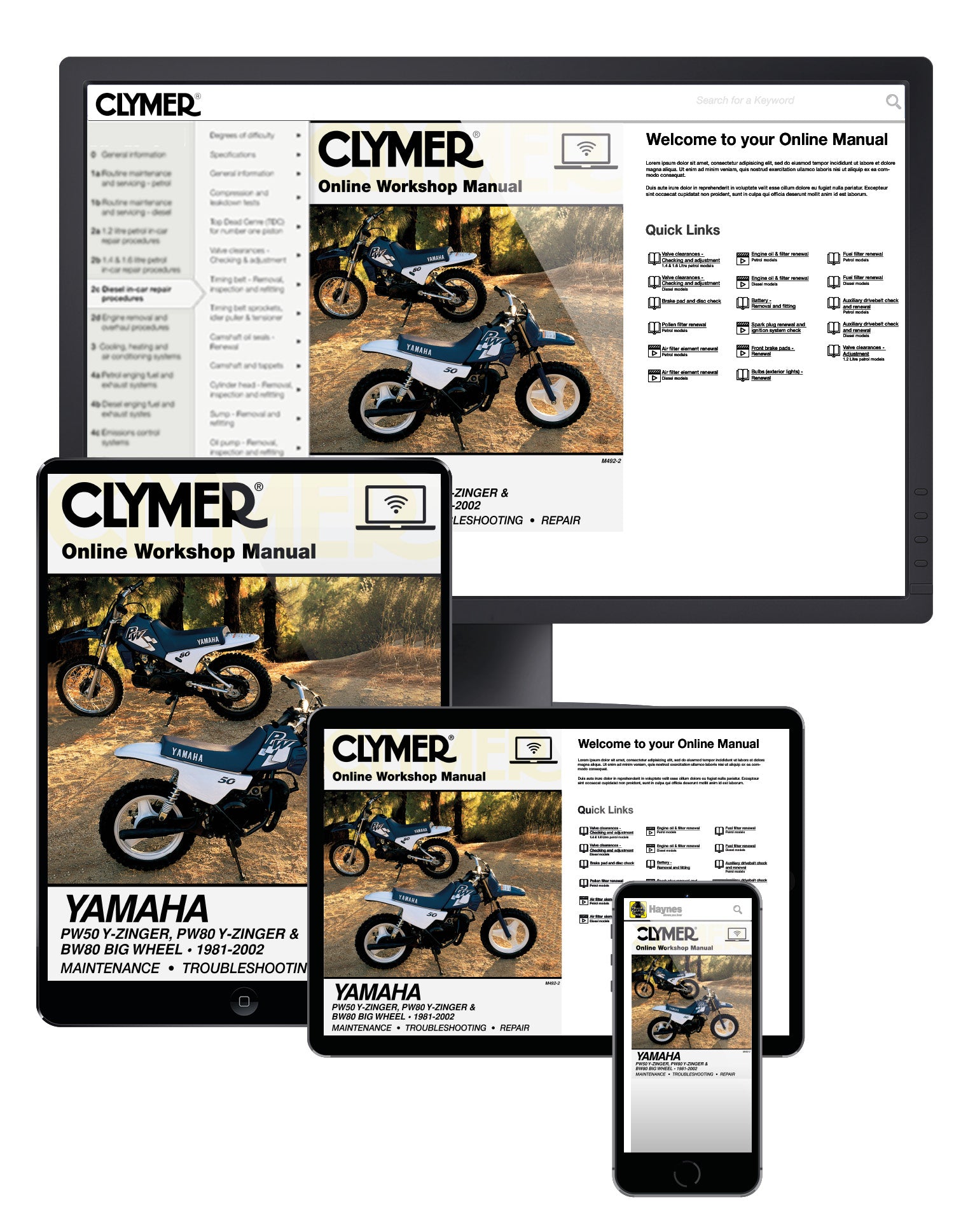 Yamaha PW50/80 Y-Zinger & BW80 Big Wheel Motorcycle (1981-2002) Clymer Repair Manual
