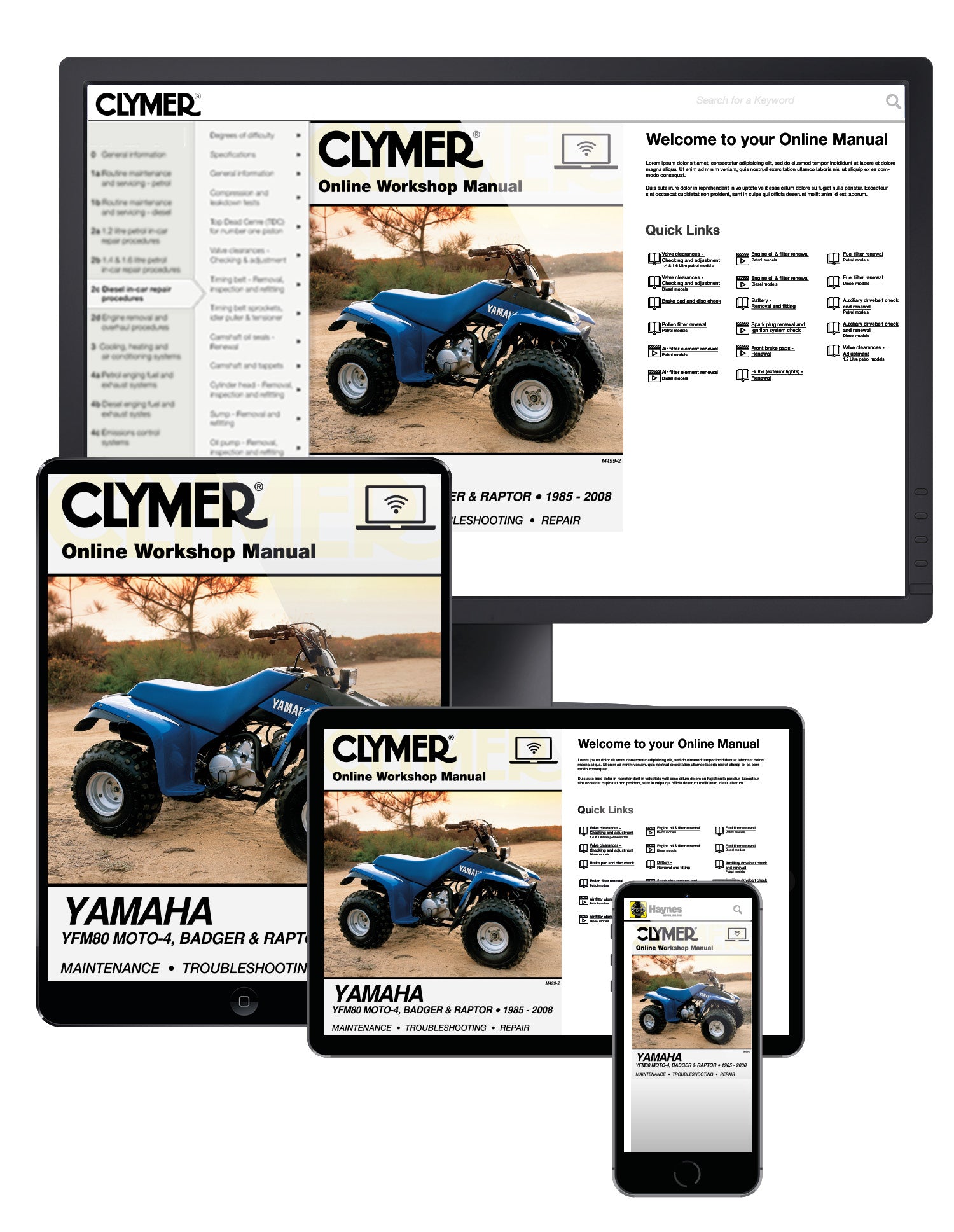 Yamaha YFM80 Moto-4, Badger and Raptor ATV (1985-2008) Service Repair Manual