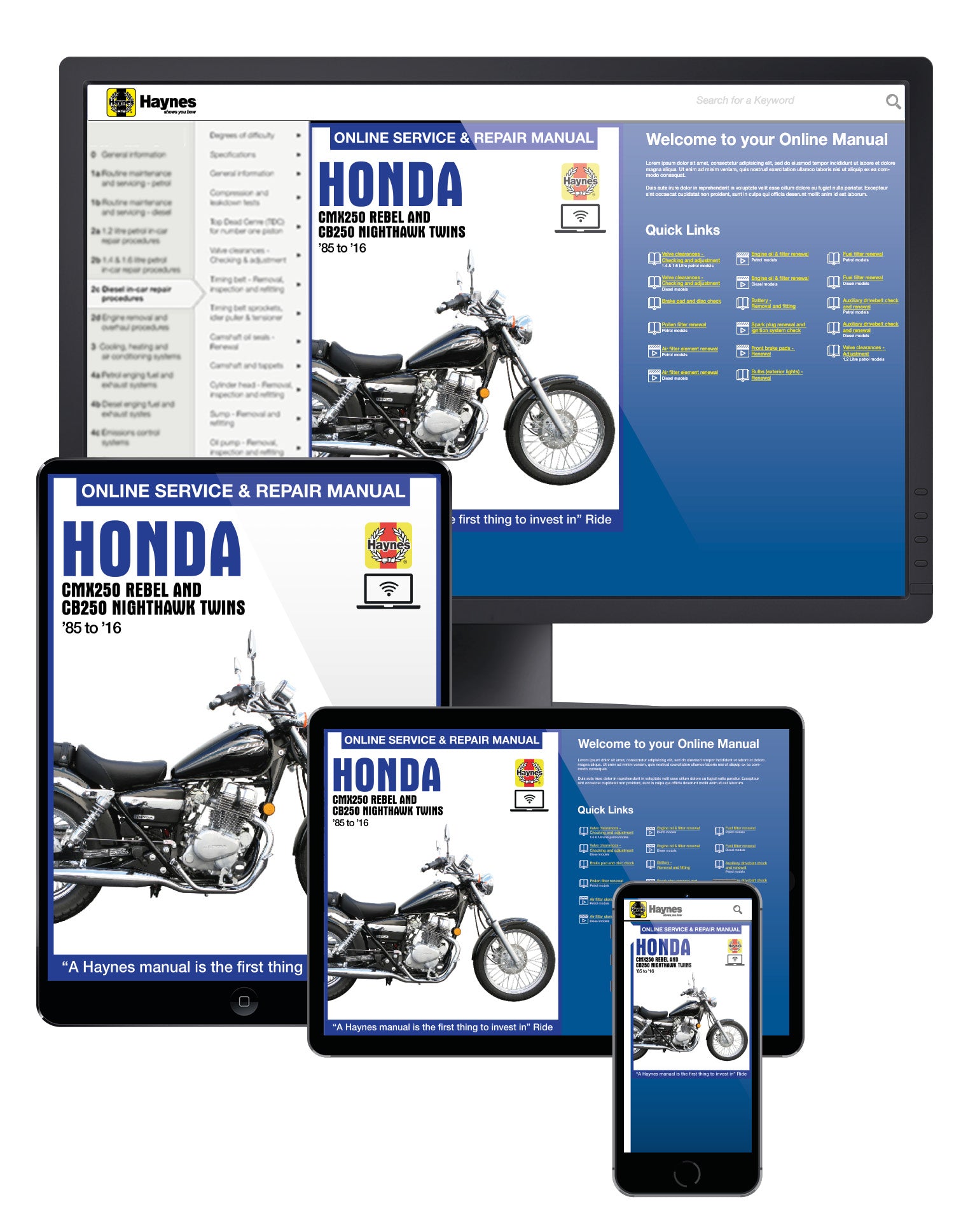 Honda CMX250 Rebel & CB250 Nighthawk Twins (85 - 16) Haynes Repair Manual