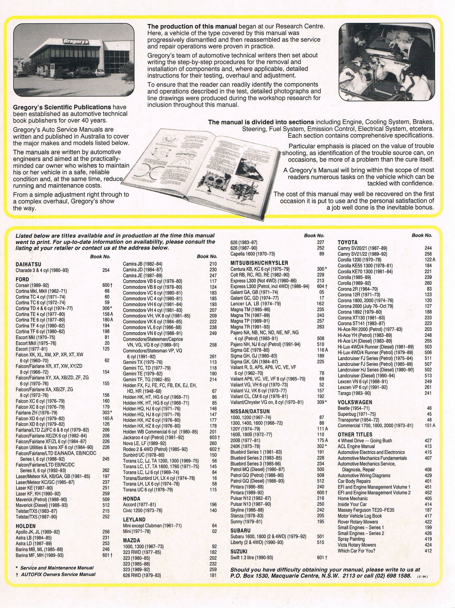 Toyota Corona (79 - 80) Gregory's Repair Manual