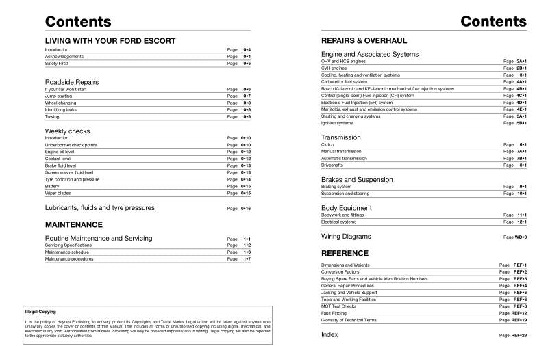 Ford Escort Petrol (Sept 80 - Sept 90) Haynes Repair Manual
