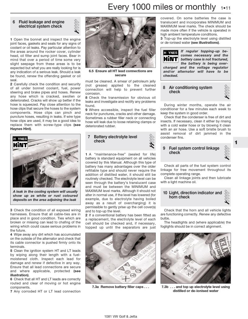 VW Golf & Jetta Mk 2 Petrol (Mar 84 - Feb 92) Haynes Repair Manual