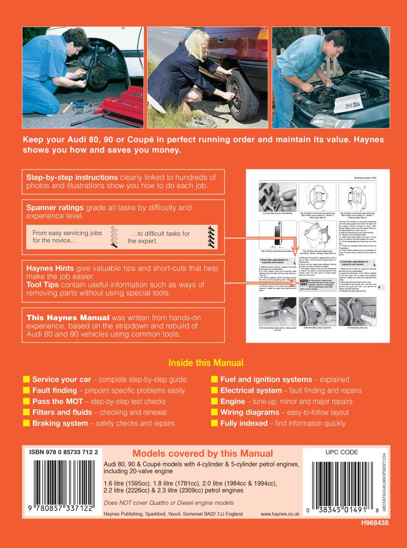 Audi 80, 90 & Coupe Petrol (Oct 86 - 90) Haynes Repair Manual