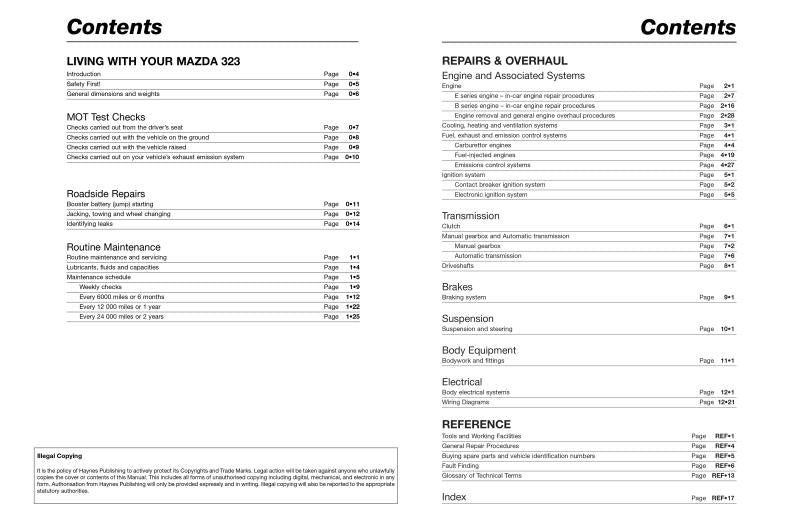 Mazda 323 (Mar 81 - Oct 89) Haynes Repair Manual
