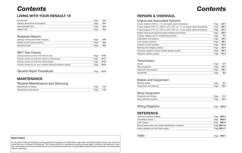 Renault 19 Petrol (89 - 96) Haynes Repair Manual