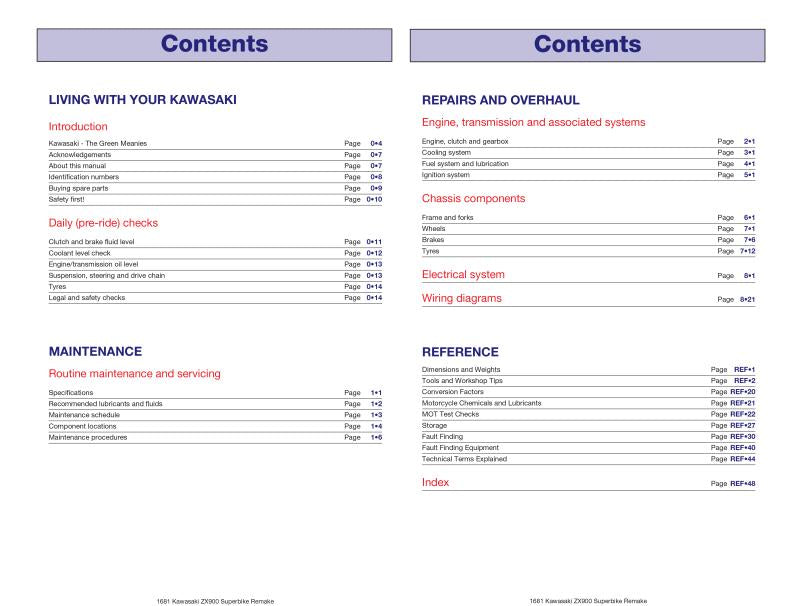 Kawasaki ZX900, 1000 & 1100 Liquid-cooled Fours (83 - 97) Haynes Repair Manual