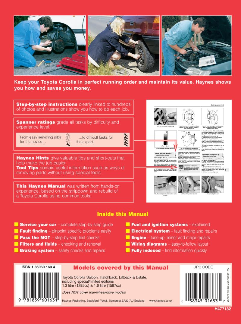 Toyota Corolla Petrol (Sept 87 - Aug 92) Haynes Repair Manual
