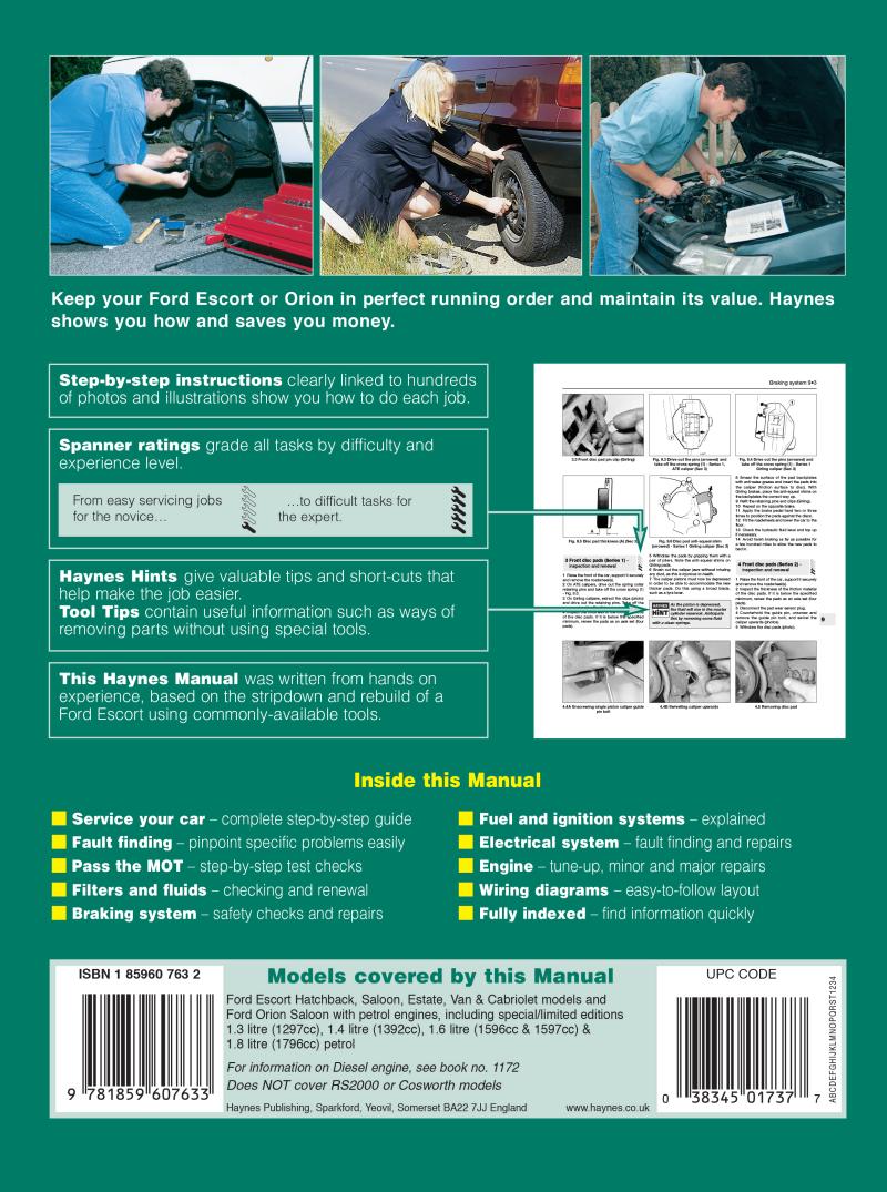 Ford Escort & Orion Petrol (Sept 90 - 00) Haynes Repair Manual