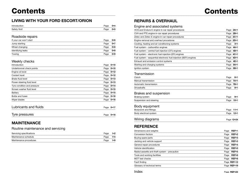 Ford Escort & Orion Petrol (Sept 90 - 00) Haynes Repair Manual