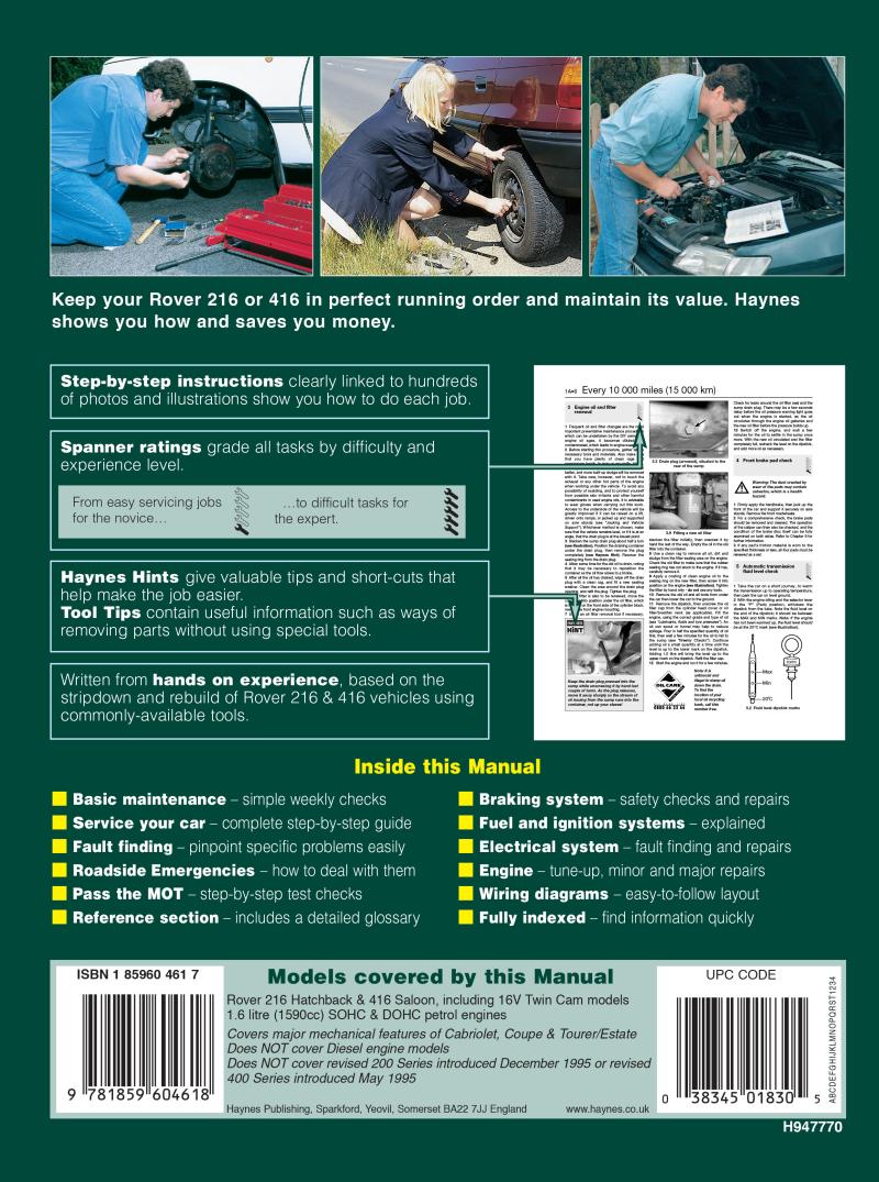 Rover 216 & 416 Petrol (89 - 96) Haynes Repair Manual