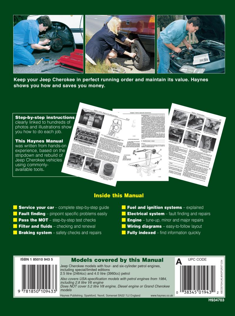 Jeep Cherokee Petrol (93 - 96) Haynes Repair Manual