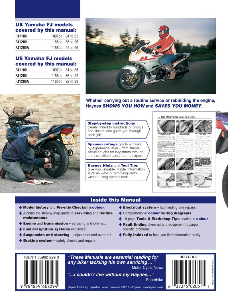 Yamaha FJ1100 & 1200 Fours (84 - 96) Haynes Repair Manual