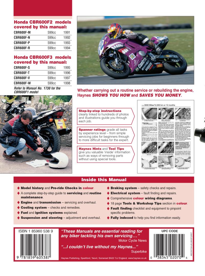 Honda CBR600F2 & F3 Fours (91 - 98) Haynes Repair Manual