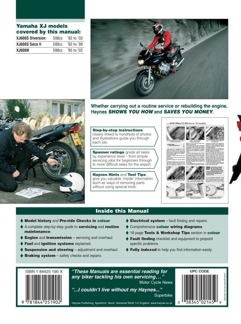 Yamaha XJ600S (Diversion, Seca II) & XJ600N Fours (92 - 03) Haynes Repair Manual