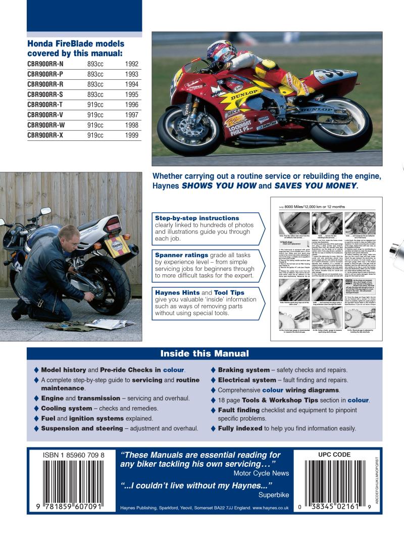 Honda CBR900RR FireBlade (92 - 99) Haynes Repair Manual