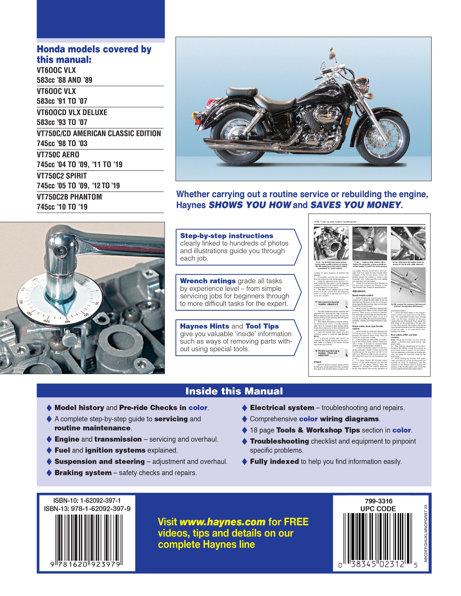 Honda Shadow VT600 & 750 (1988 - 2019) Haynes Repair Manual