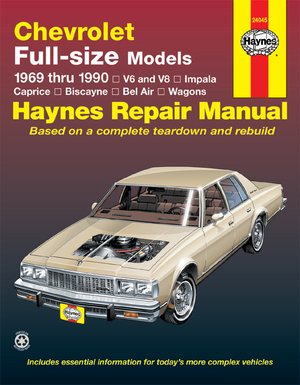 Chevrolet full-size V6 & V8 petrol, Impala, Caprice, Biscayne, Bel Air, Kingswood & Townsman (1969-1990) Haynes Repair Manual (USA)